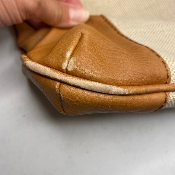 Fossil Large Crossbody Messenger Shoulder Bag Canvas Tan Brown Boho - Picture 3 of 12